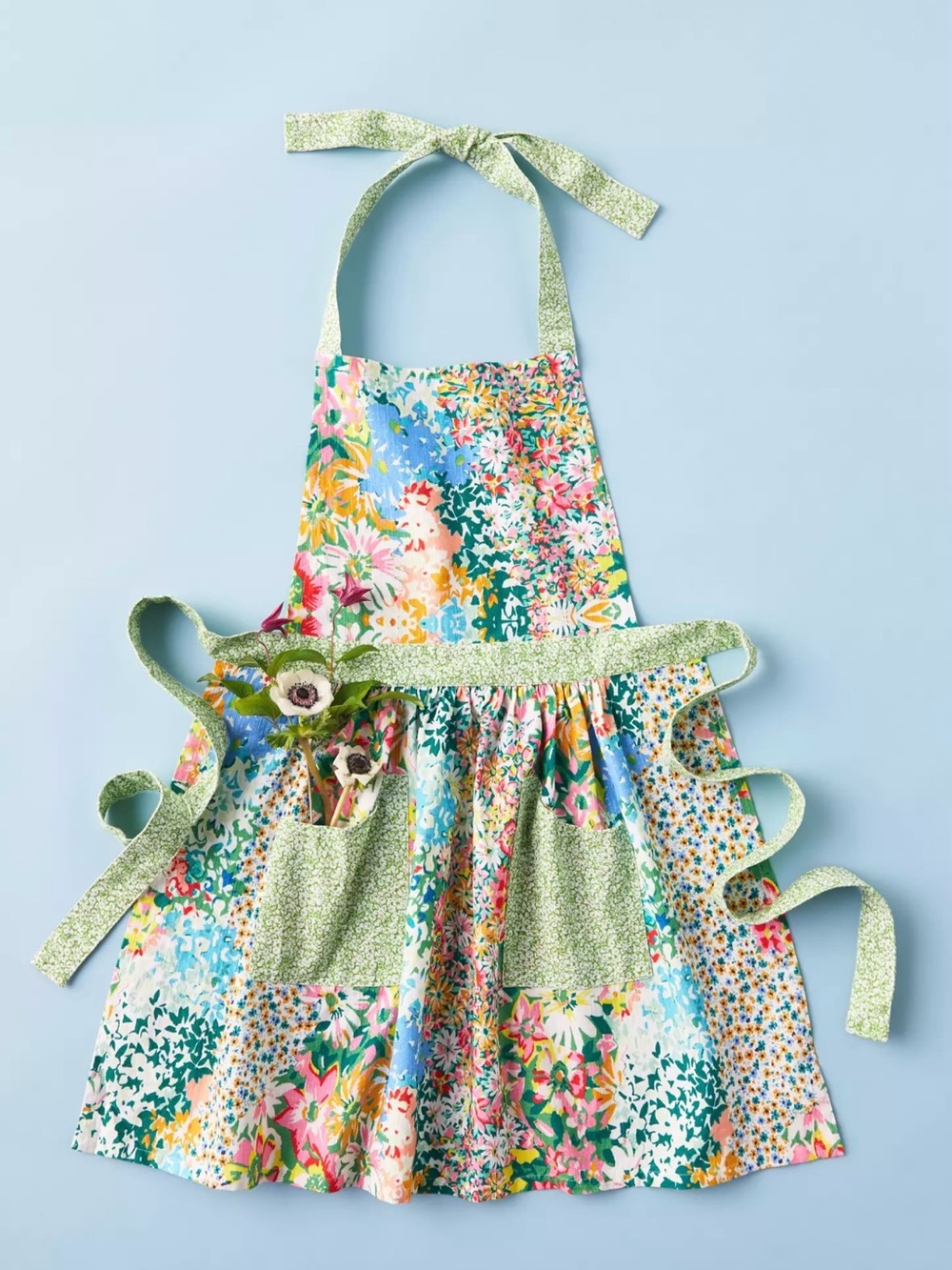 Anthropologie Sarah Campbell Multicolor Floral Women’s Apron with Patch Pockets